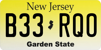 NJ license plate B33RQO