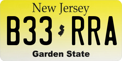 NJ license plate B33RRA