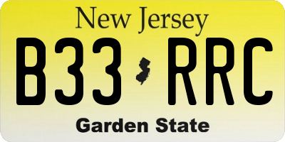 NJ license plate B33RRC