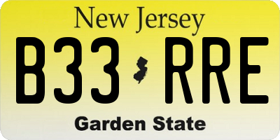 NJ license plate B33RRE