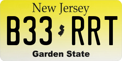 NJ license plate B33RRT