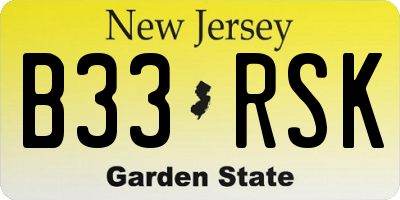 NJ license plate B33RSK