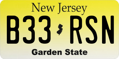 NJ license plate B33RSN