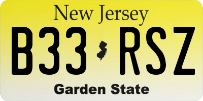 NJ license plate B33RSZ