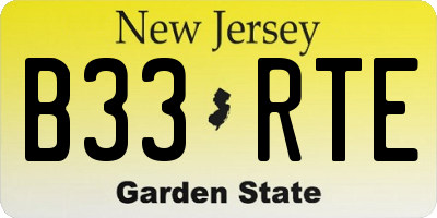 NJ license plate B33RTE