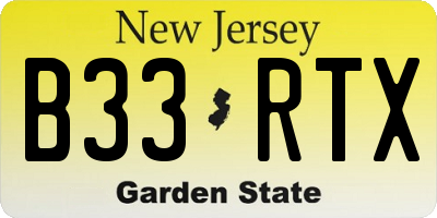 NJ license plate B33RTX