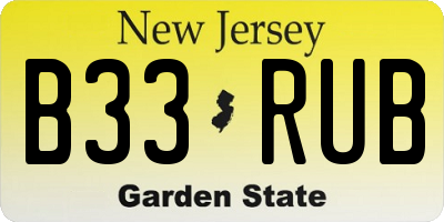 NJ license plate B33RUB