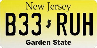 NJ license plate B33RUH