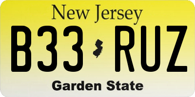 NJ license plate B33RUZ