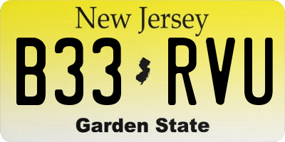 NJ license plate B33RVU