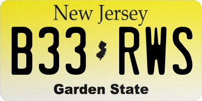 NJ license plate B33RWS