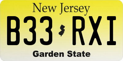 NJ license plate B33RXI