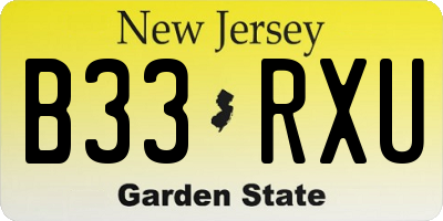 NJ license plate B33RXU