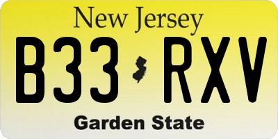 NJ license plate B33RXV
