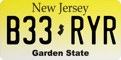 NJ license plate B33RYR