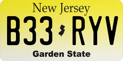 NJ license plate B33RYV