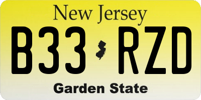 NJ license plate B33RZD