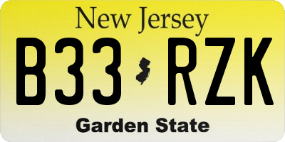 NJ license plate B33RZK