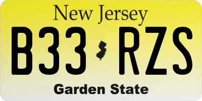 NJ license plate B33RZS