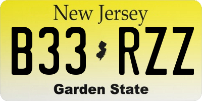 NJ license plate B33RZZ
