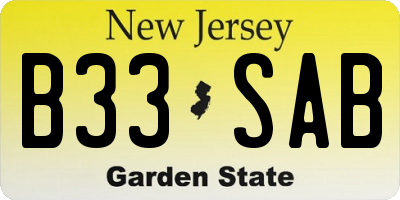 NJ license plate B33SAB