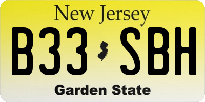 NJ license plate B33SBH