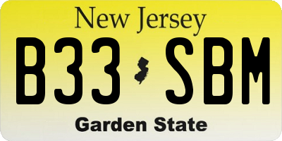 NJ license plate B33SBM