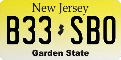NJ license plate B33SBO
