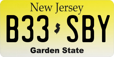 NJ license plate B33SBY