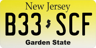 NJ license plate B33SCF