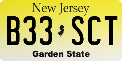 NJ license plate B33SCT