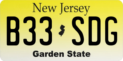 NJ license plate B33SDG