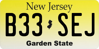 NJ license plate B33SEJ