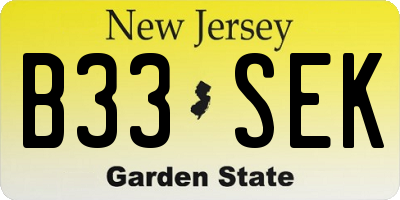 NJ license plate B33SEK