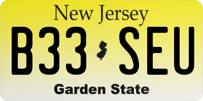 NJ license plate B33SEU