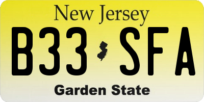 NJ license plate B33SFA