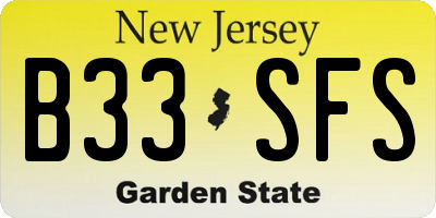 NJ license plate B33SFS