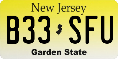 NJ license plate B33SFU