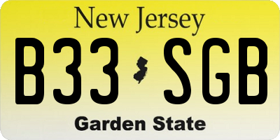 NJ license plate B33SGB