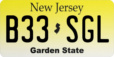 NJ license plate B33SGL