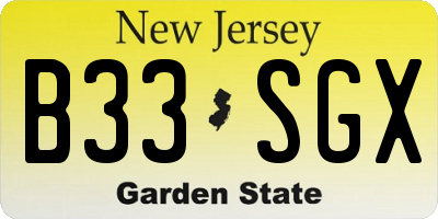 NJ license plate B33SGX