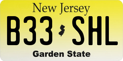 NJ license plate B33SHL