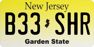 NJ license plate B33SHR