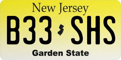 NJ license plate B33SHS