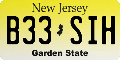 NJ license plate B33SIH