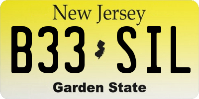 NJ license plate B33SIL