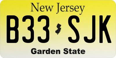 NJ license plate B33SJK
