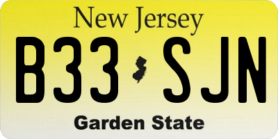 NJ license plate B33SJN