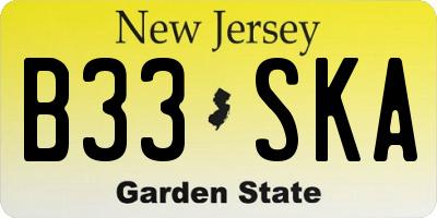 NJ license plate B33SKA