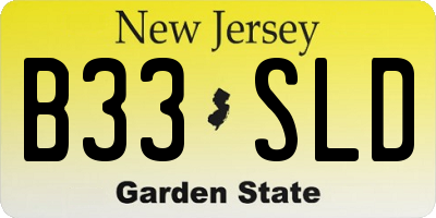 NJ license plate B33SLD